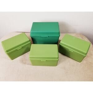 Index Card File Box File Empire Pencil Co Made In USA Color Green Set of 4 Vtg